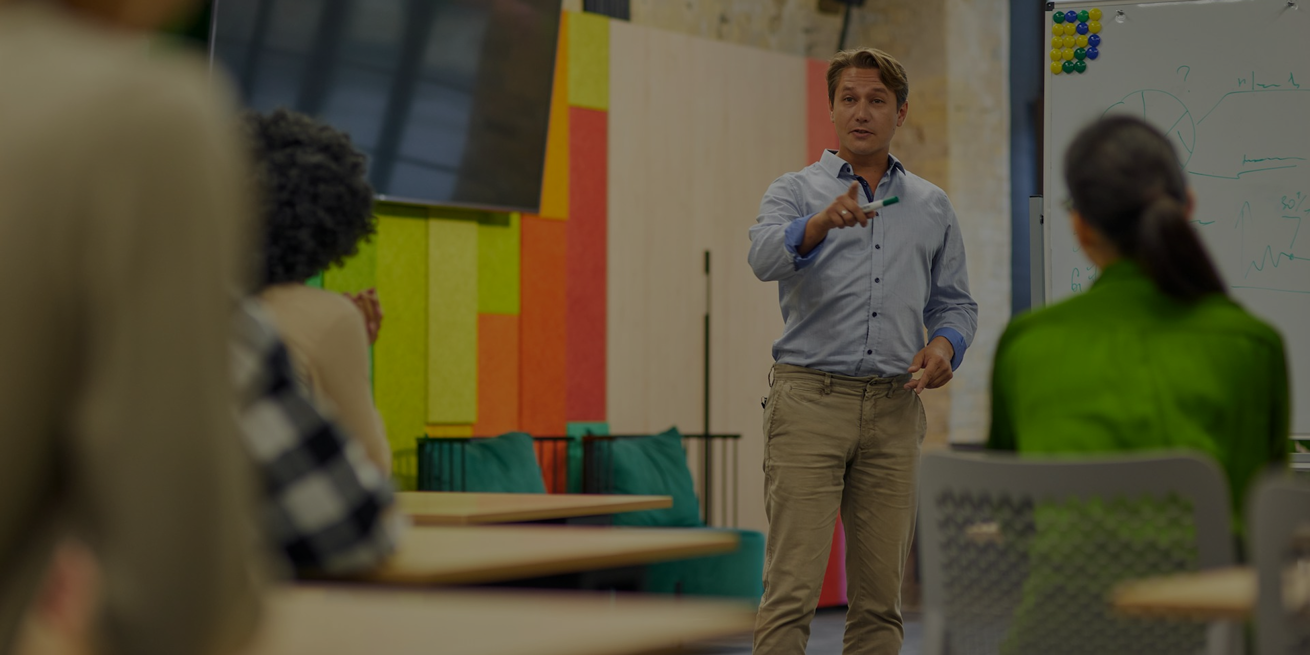 School event - presenter and students